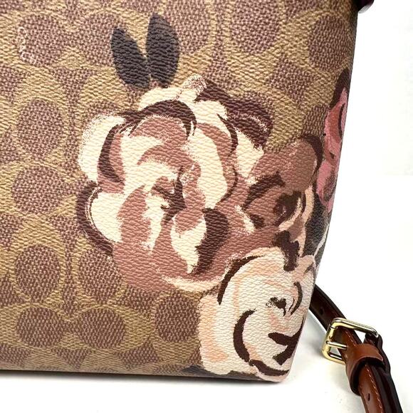 Coach Laurel Shoulder Bag In Signature Canvas Rose Print In Gold/Tan CY729 - Picture 6 of 16